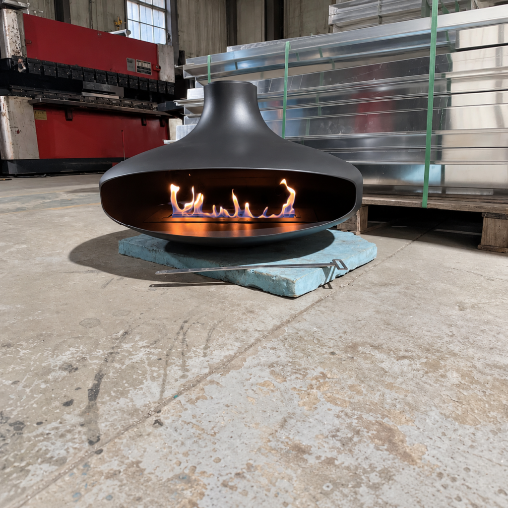 Disc-Shaped Suspended Ethanol Fireplace - original-scene appearance reference