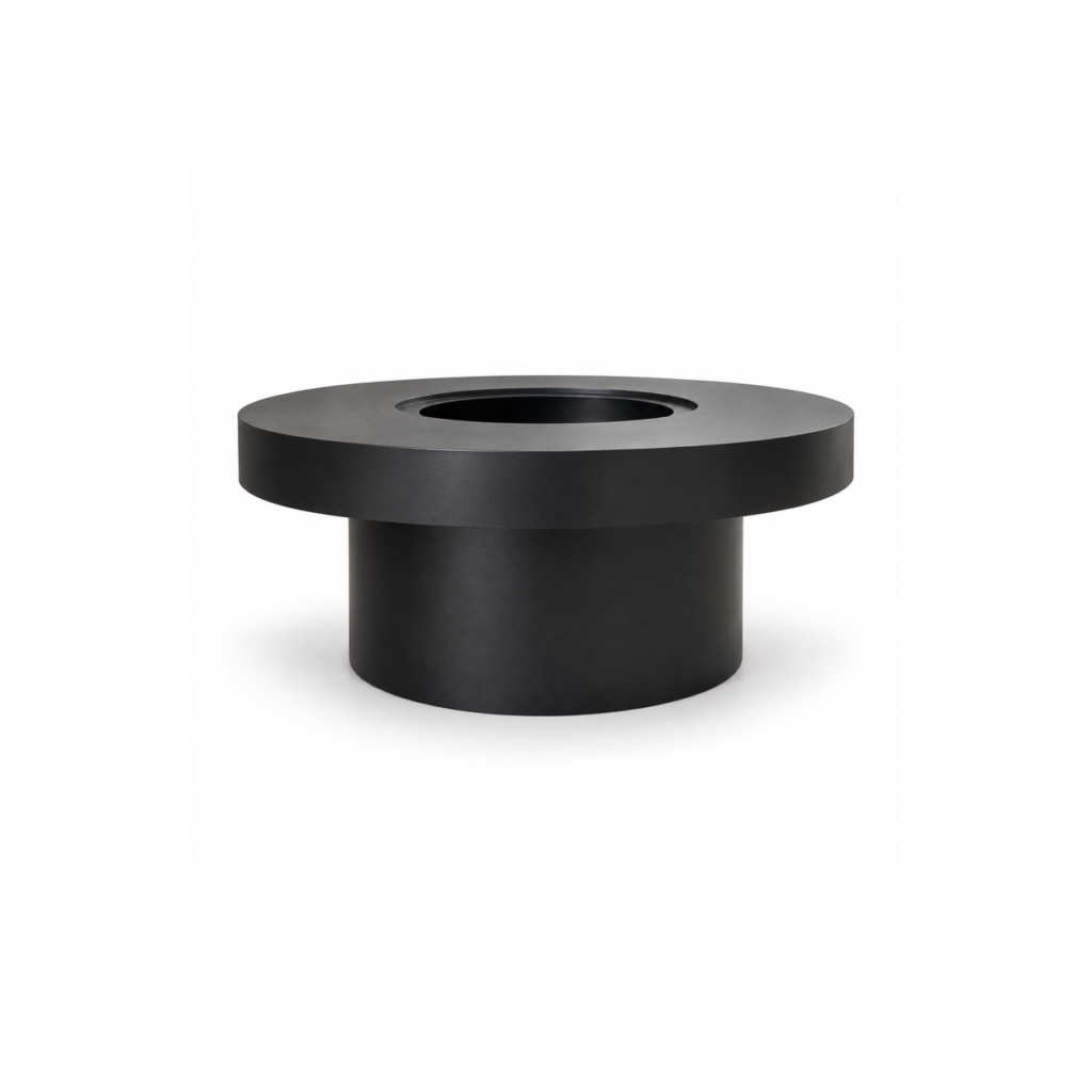 Cylindrical Wood Fire Table - product on white background