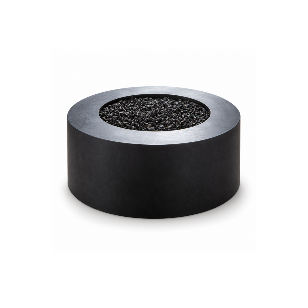 Pebble-Filled Cylindrical Ethanol Fire Table - product on white background