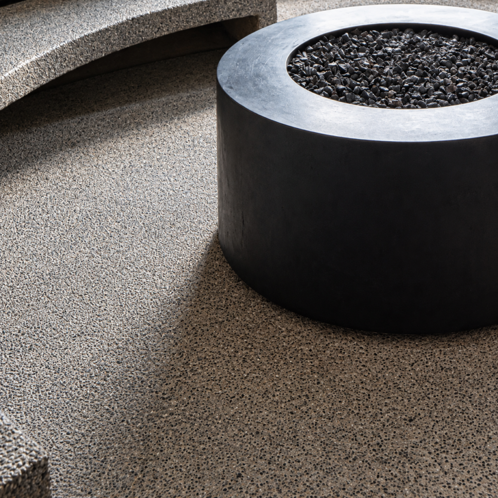 Pebble-Filled Cylindrical Ethanol Fire Table - original-scene appearance reference