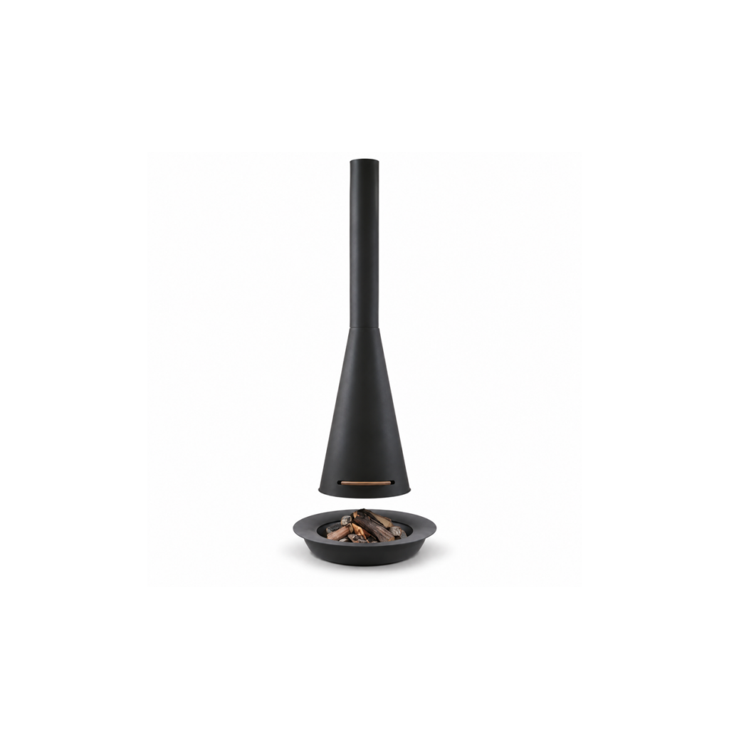 Long Cone Central Fireplace - product on white background