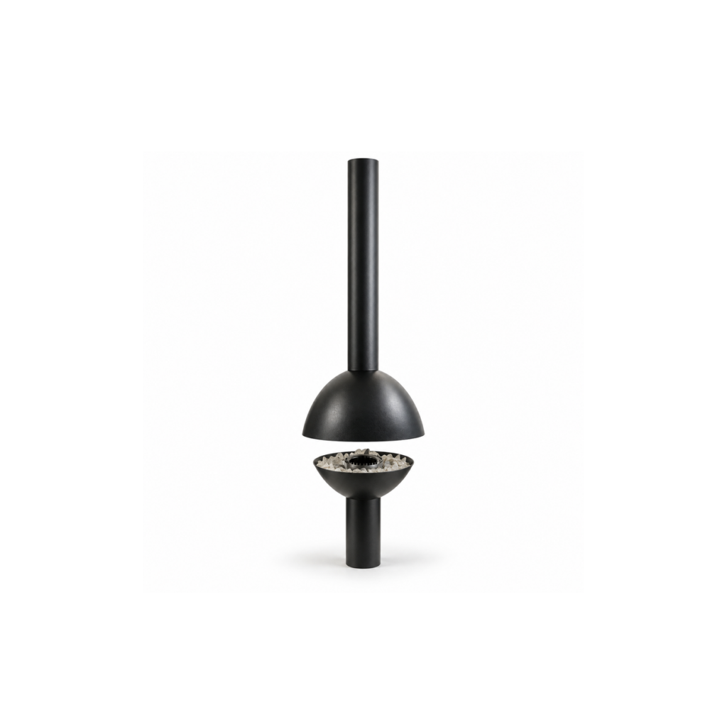 Bell Canopy Pedestal Fireplace - product on white background