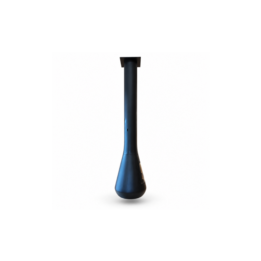 Blue Teardrop Suspended Fireplace - product on white background