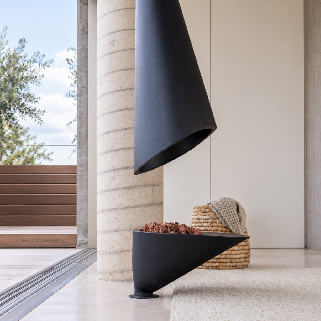 Angled Split Fireplace - original-scene appearance reference