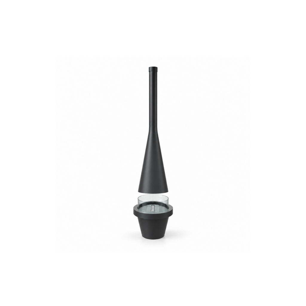 Long Cone Canopy Round-Hearth Fireplace - product on white background