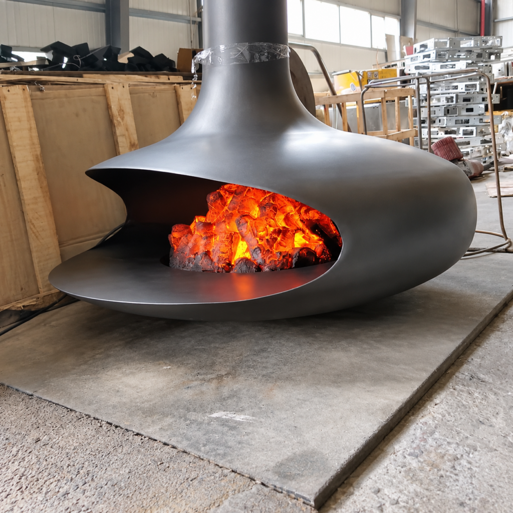 Suspended Electric Fireplace with Ember Tray - original-scene appearance reference
