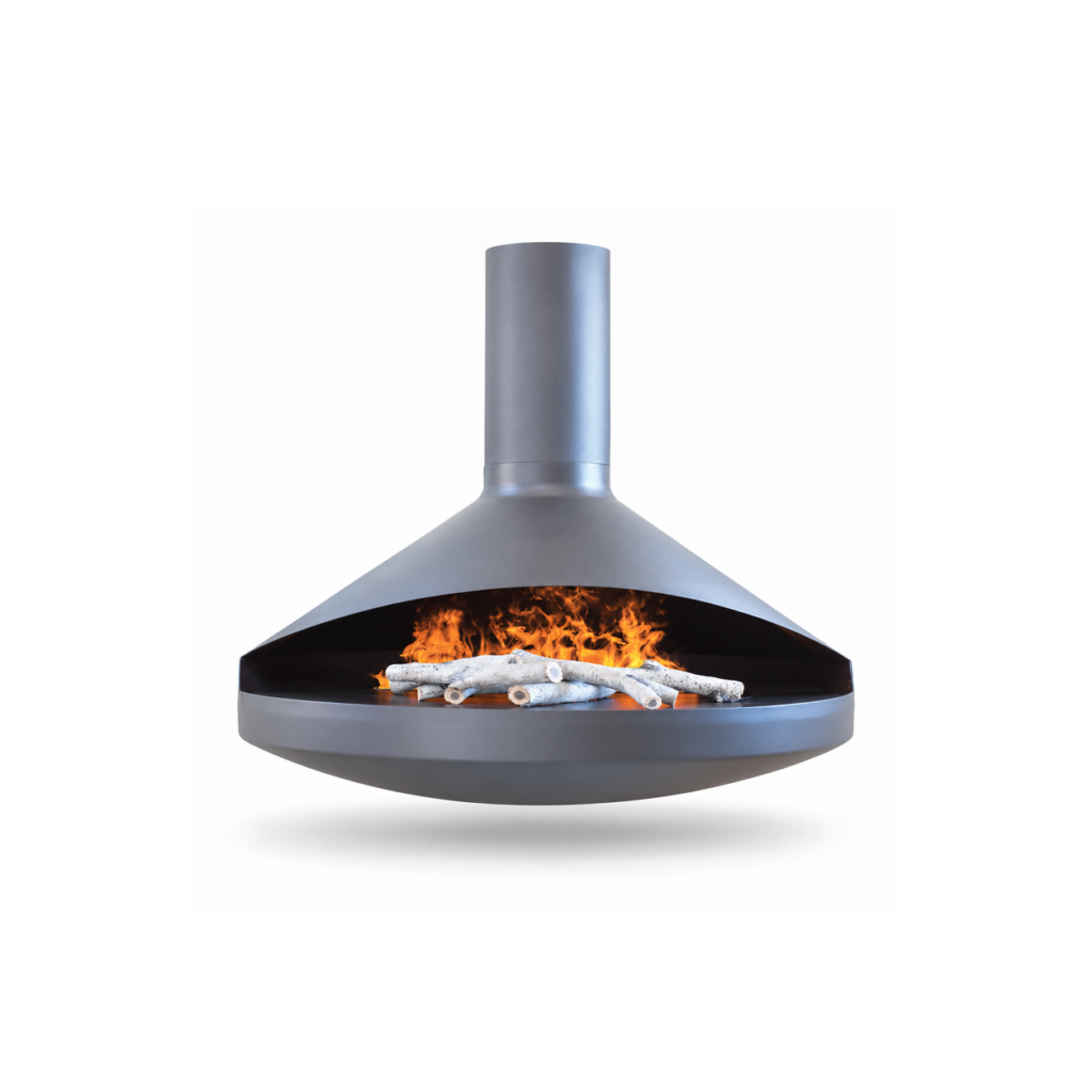 Conical Suspended Water Vapour Fireplace - product on white background