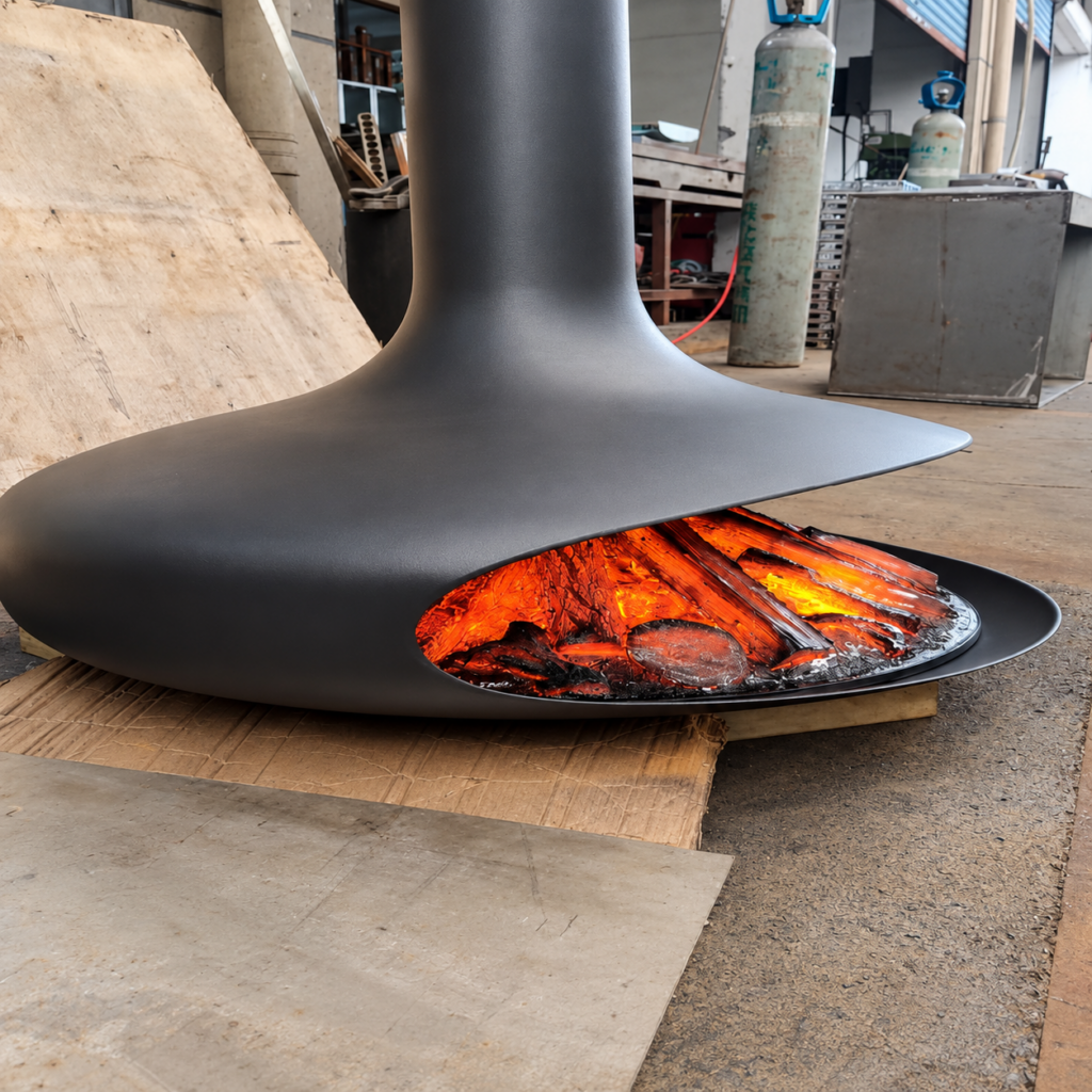 Open-Tray Suspended Electric Fireplace - original-scene appearance reference