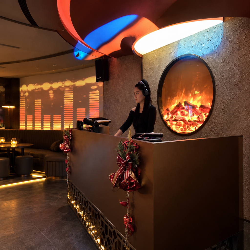 Circular Built-In Electric Fireplace - original-scene appearance reference